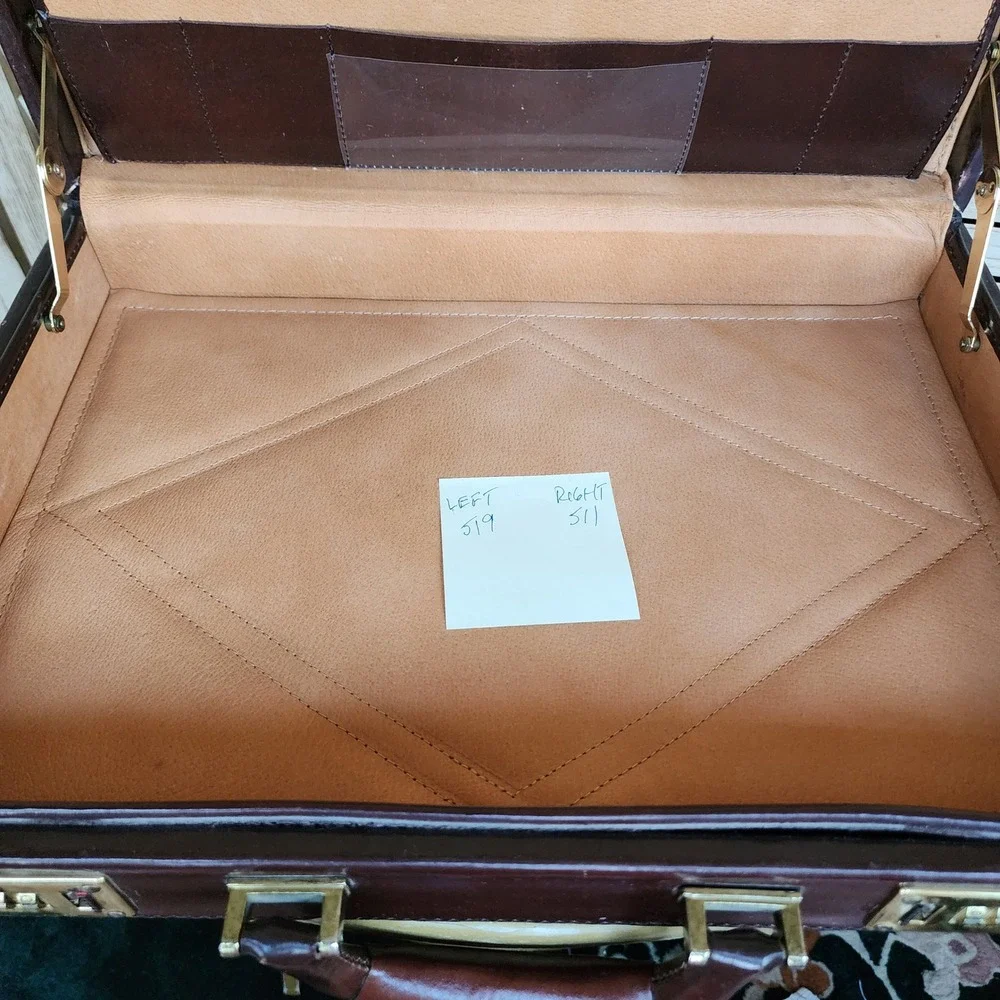 Vintage Presto Brown Leather Briefcase Portfolio Combination Lock Mod Retro